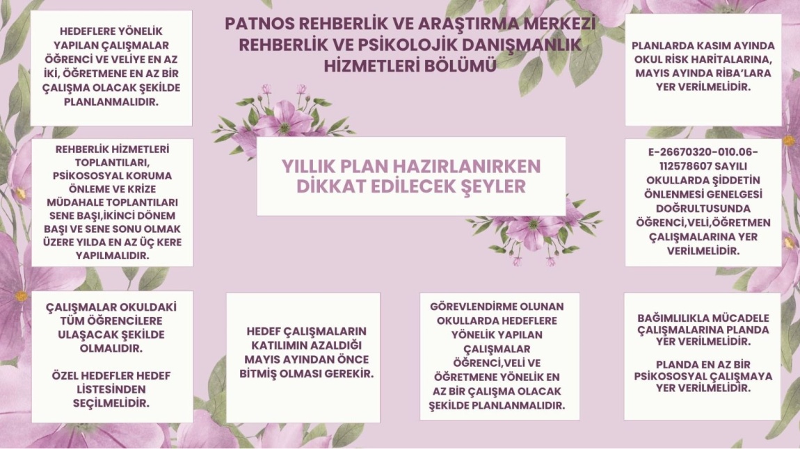 OKUL YILLIK REHBERLİK PLANI HAZIRLANIRKEN DİKKAT EDİLMESİ GEREKENLER 